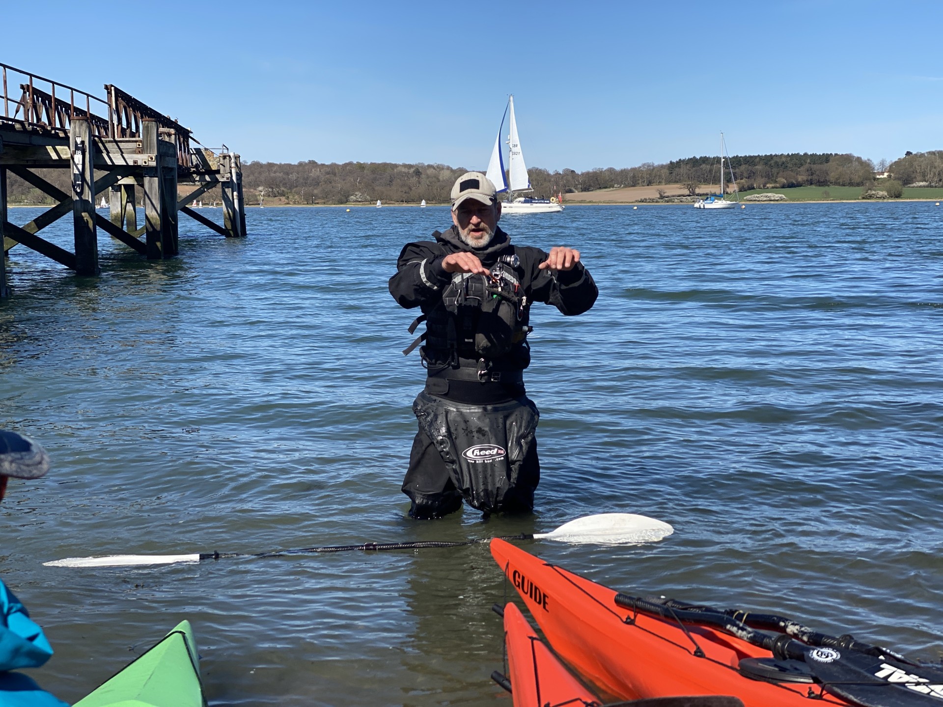 Teaching forward paddling stroke with NOMAD Sea Kayaking.