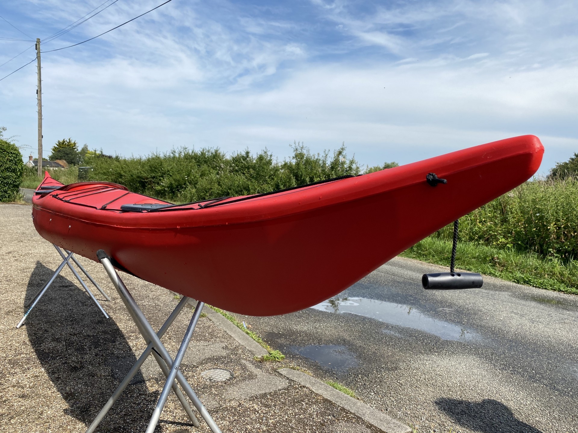 NDK Nigel Dennis Sport RM plastic sea kayak on trestles