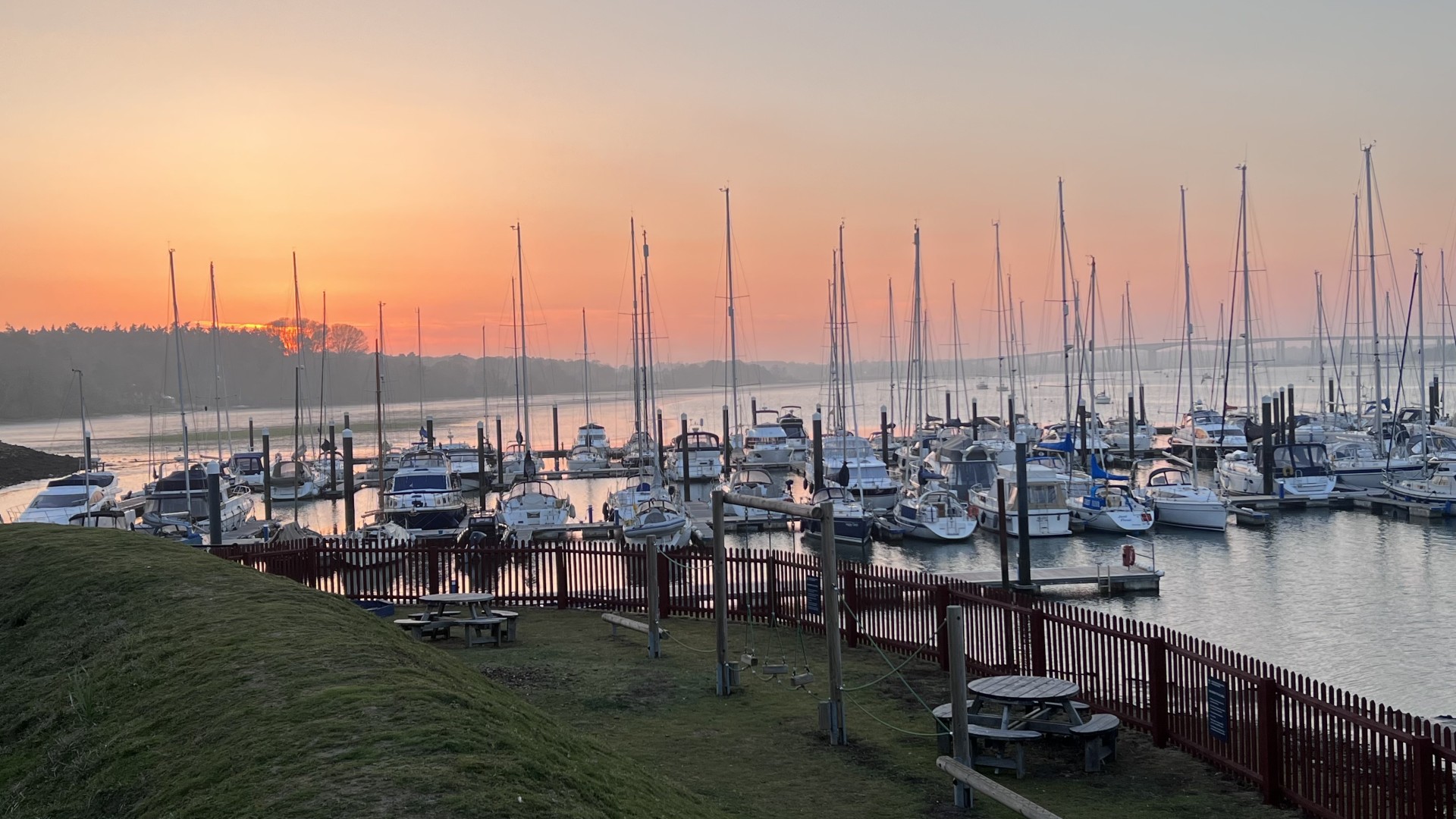 Woolverstone Marina at sunset.