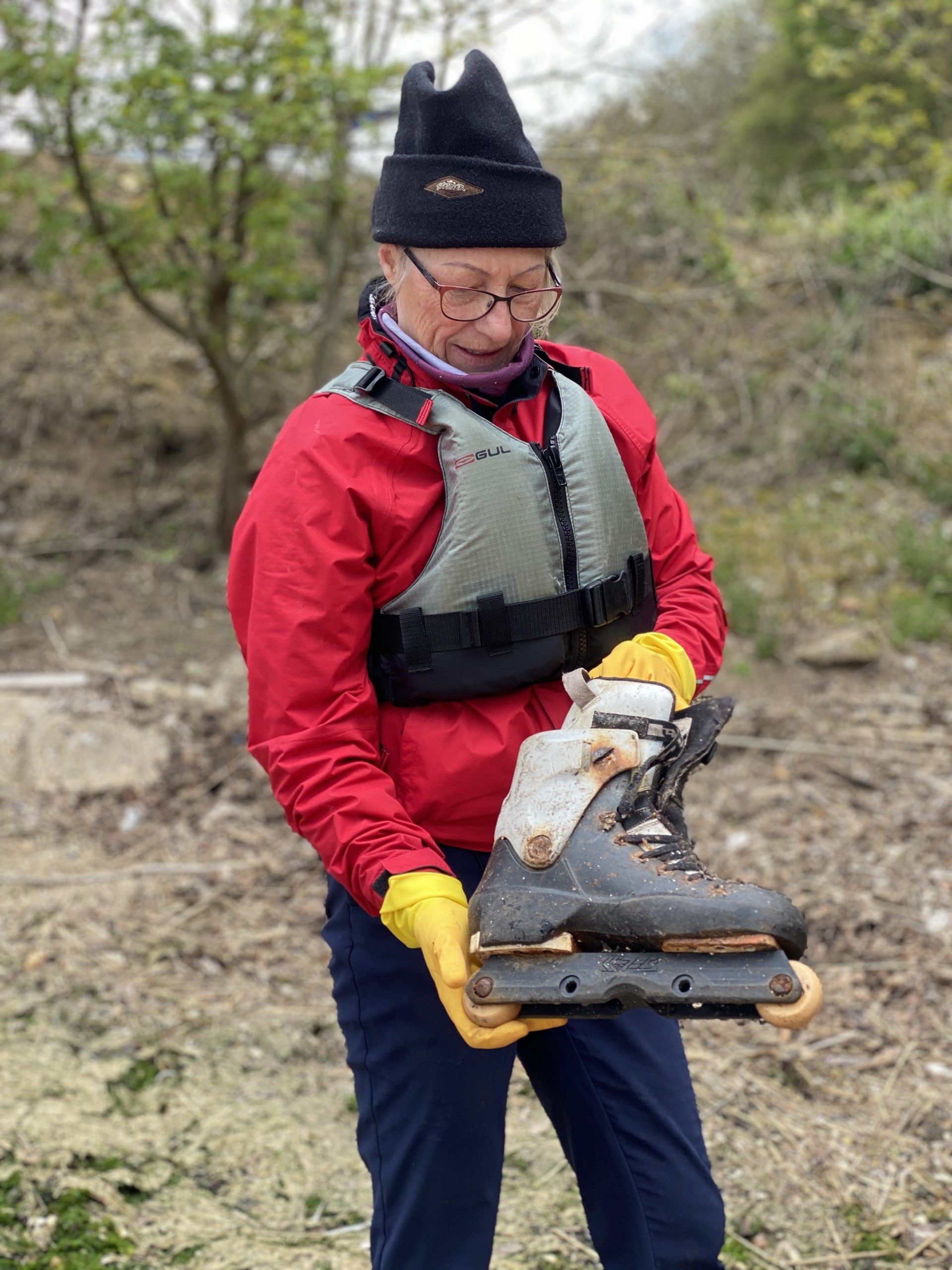A roller skate collected off a beach by a kayaker volunteer.