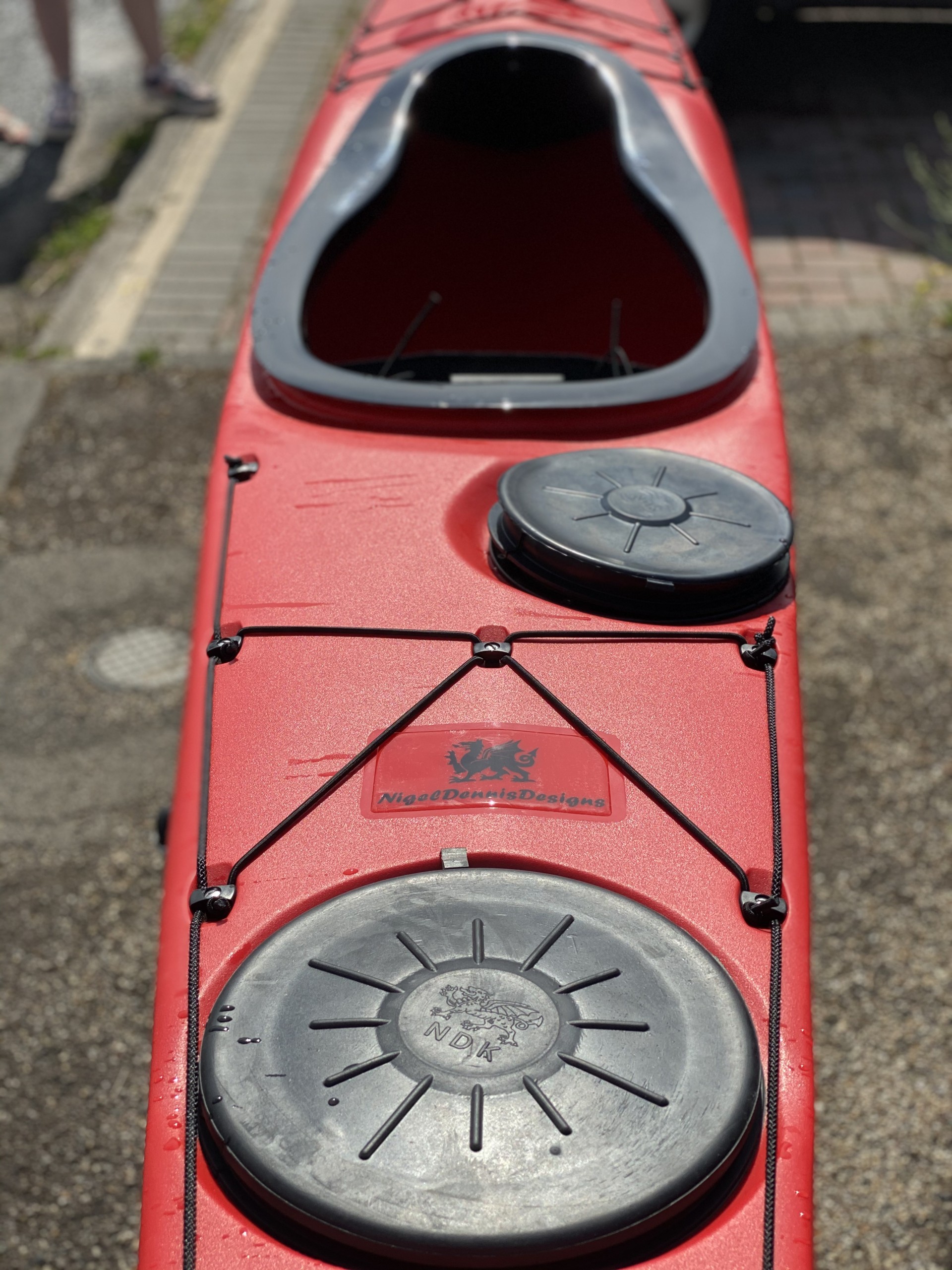 Watertight hatches & keyhole cockpit on NDK RM Sport with NOMAD Sea Kayaking.