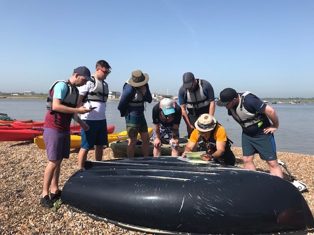 Safety briefing with a group of guests.