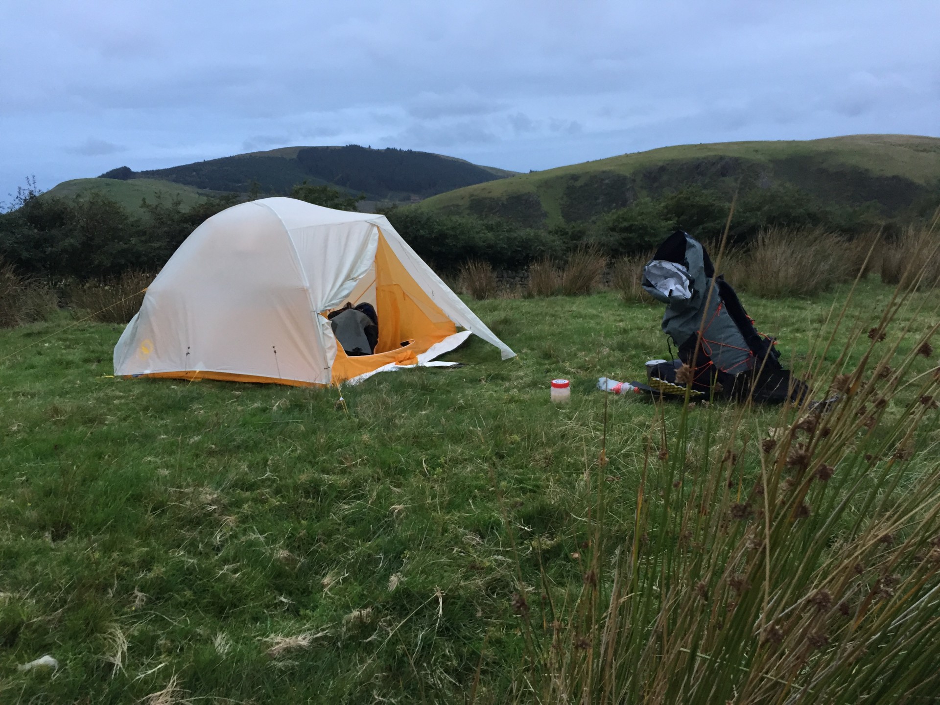 A small tent on a wild camp in Lake District guided wild camping trips.