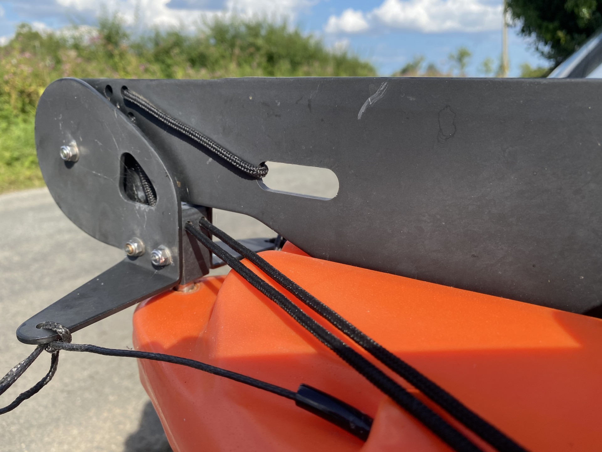 Sit-on-top kayak rudder close up