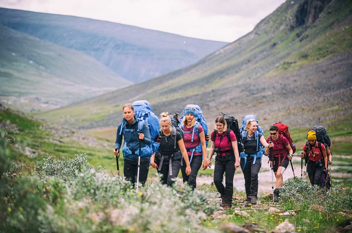 Group of trekkers on the Kungsleden Trail in Sweden