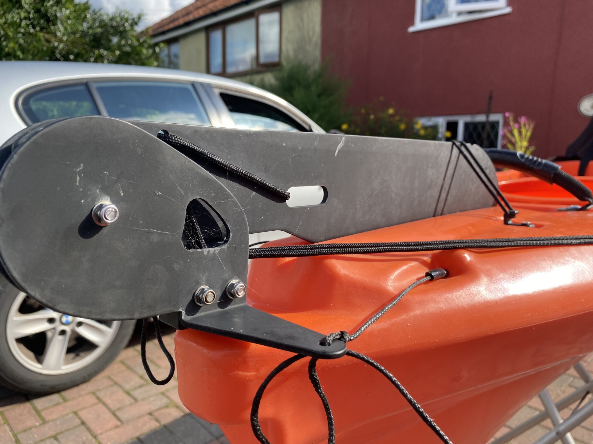 Sit-on-top kayak rudder showing cable join