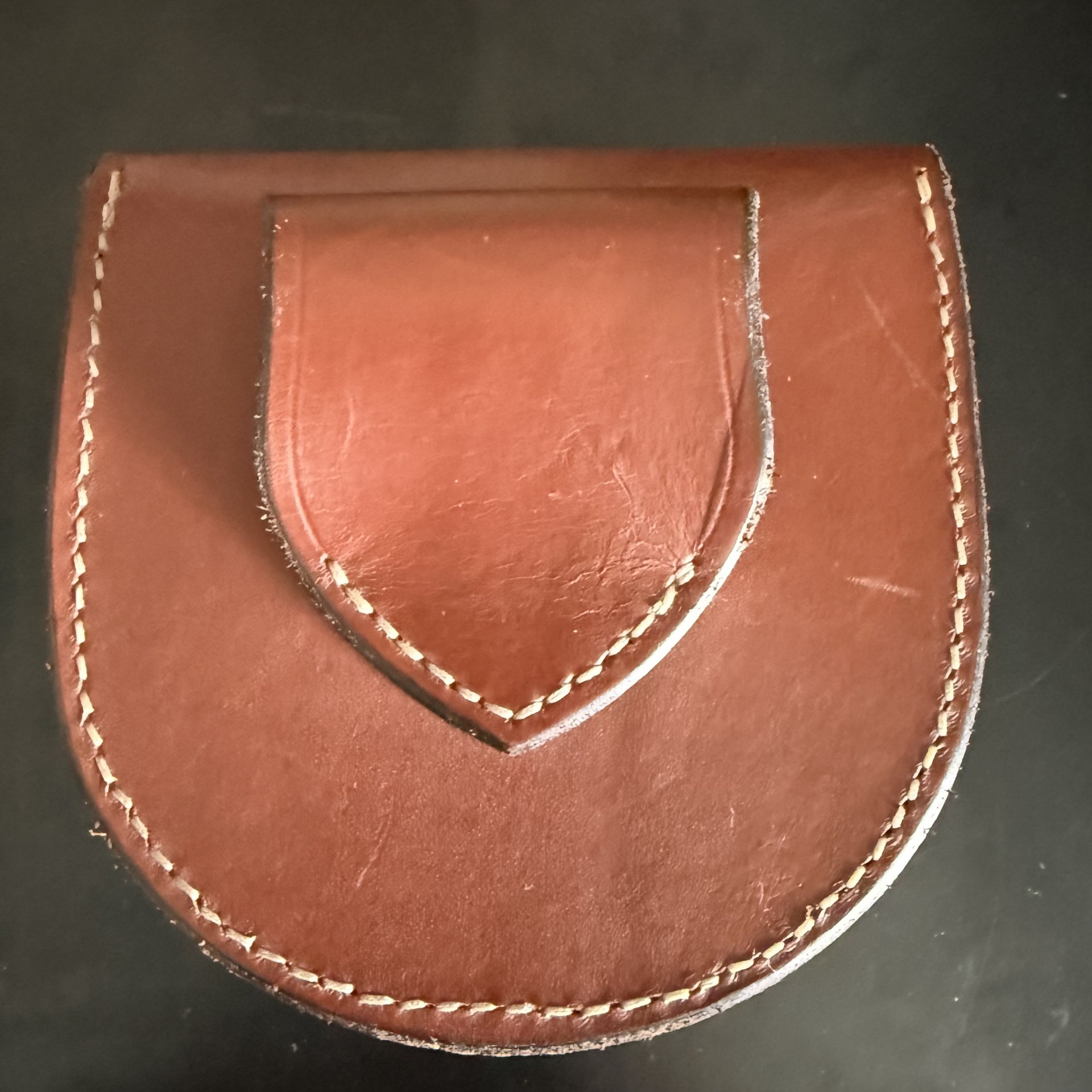 Heavy rot proof stitching all round leather belt pouch.