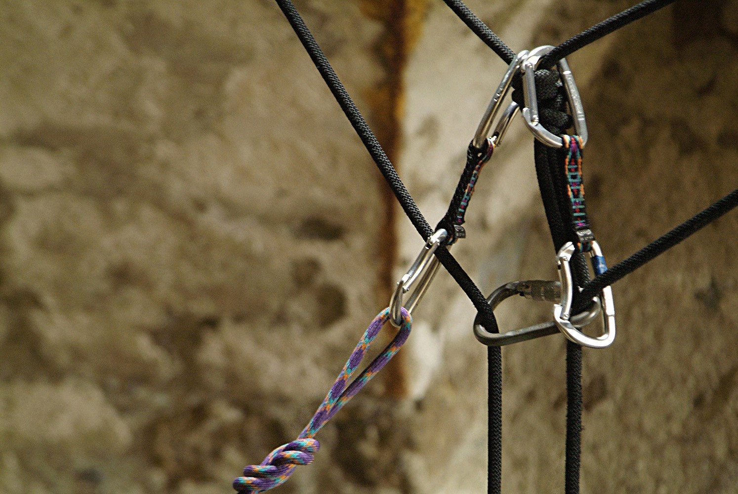 Climbing rope and carabiners
