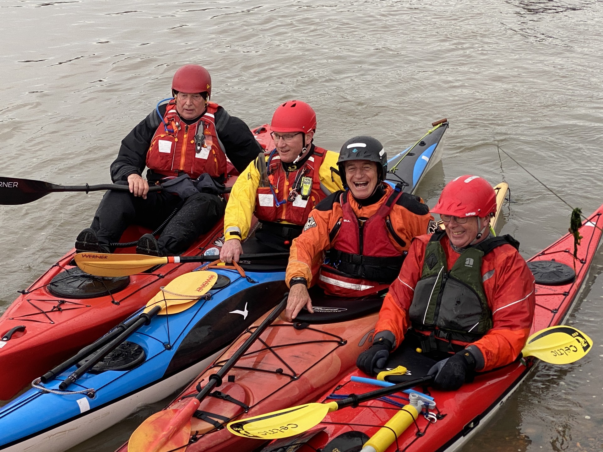 Happy students on a training course with NOMAD Sea Kayaking.