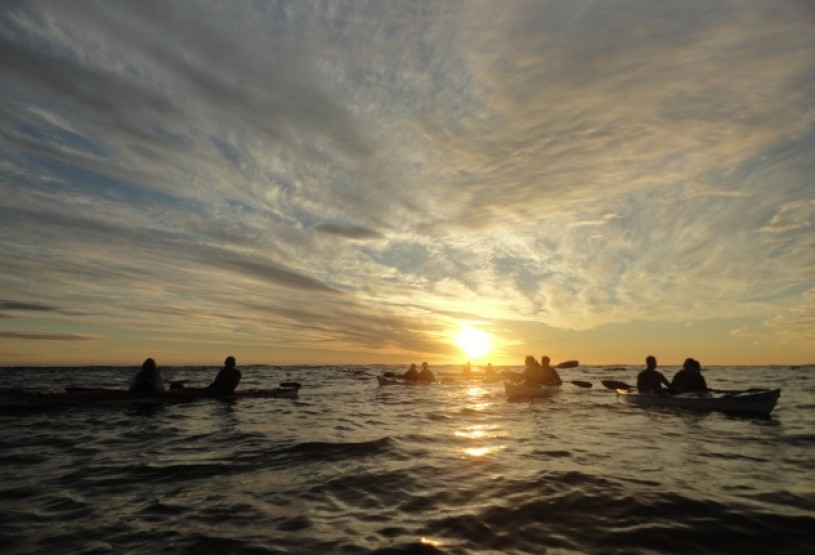 Paddling with a sunset in Suffolk.