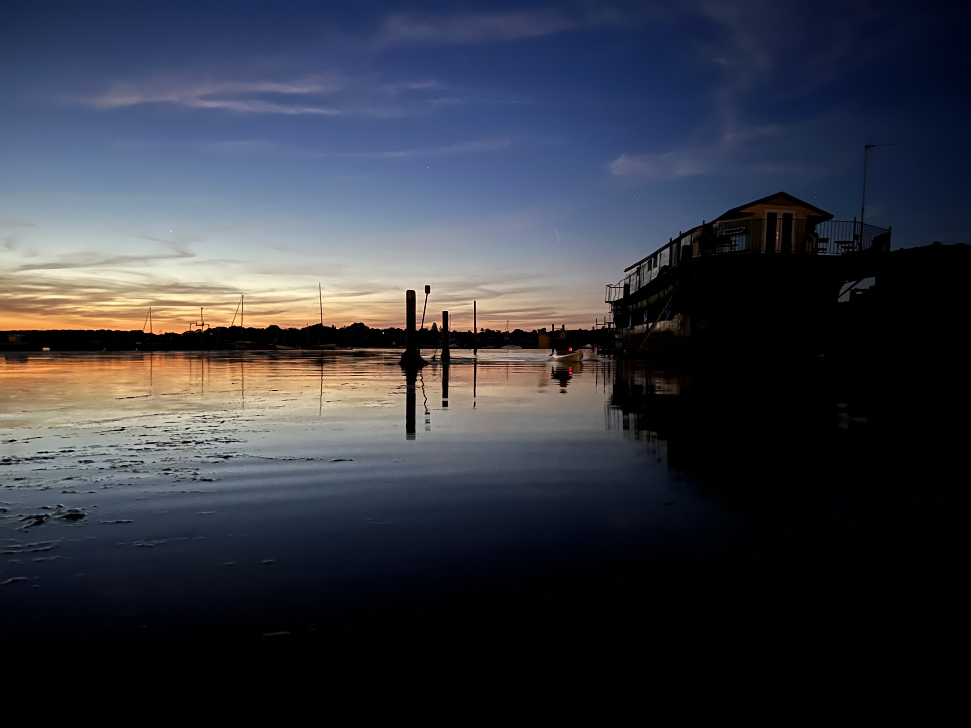 Dusk at Pin Mill in Suffolk.