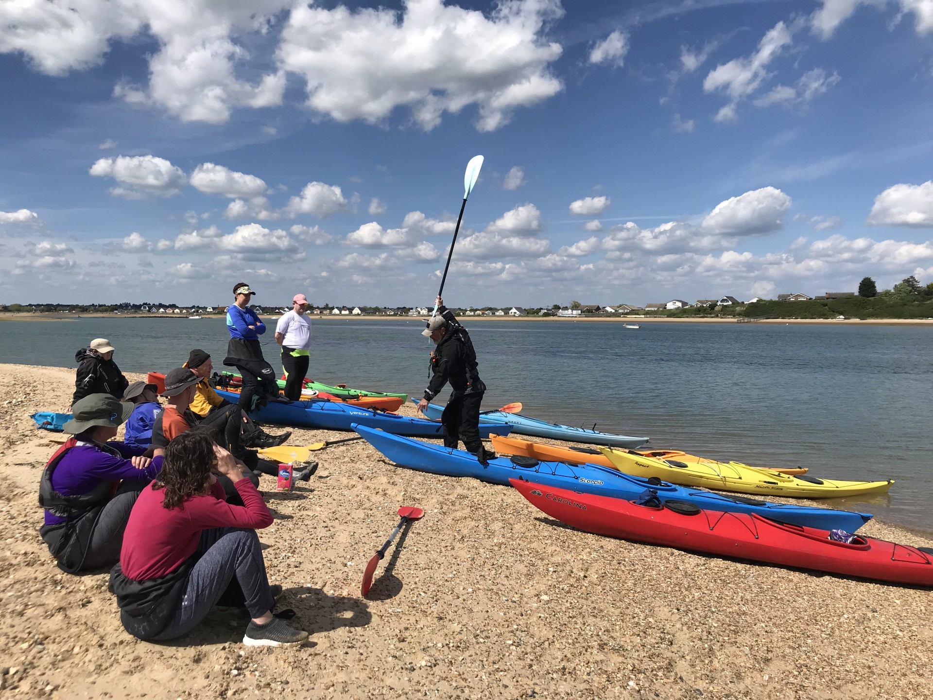 Coaching kayak rescues to a group in Brightlingsea Essex with NOMAD Sea Kayaking.