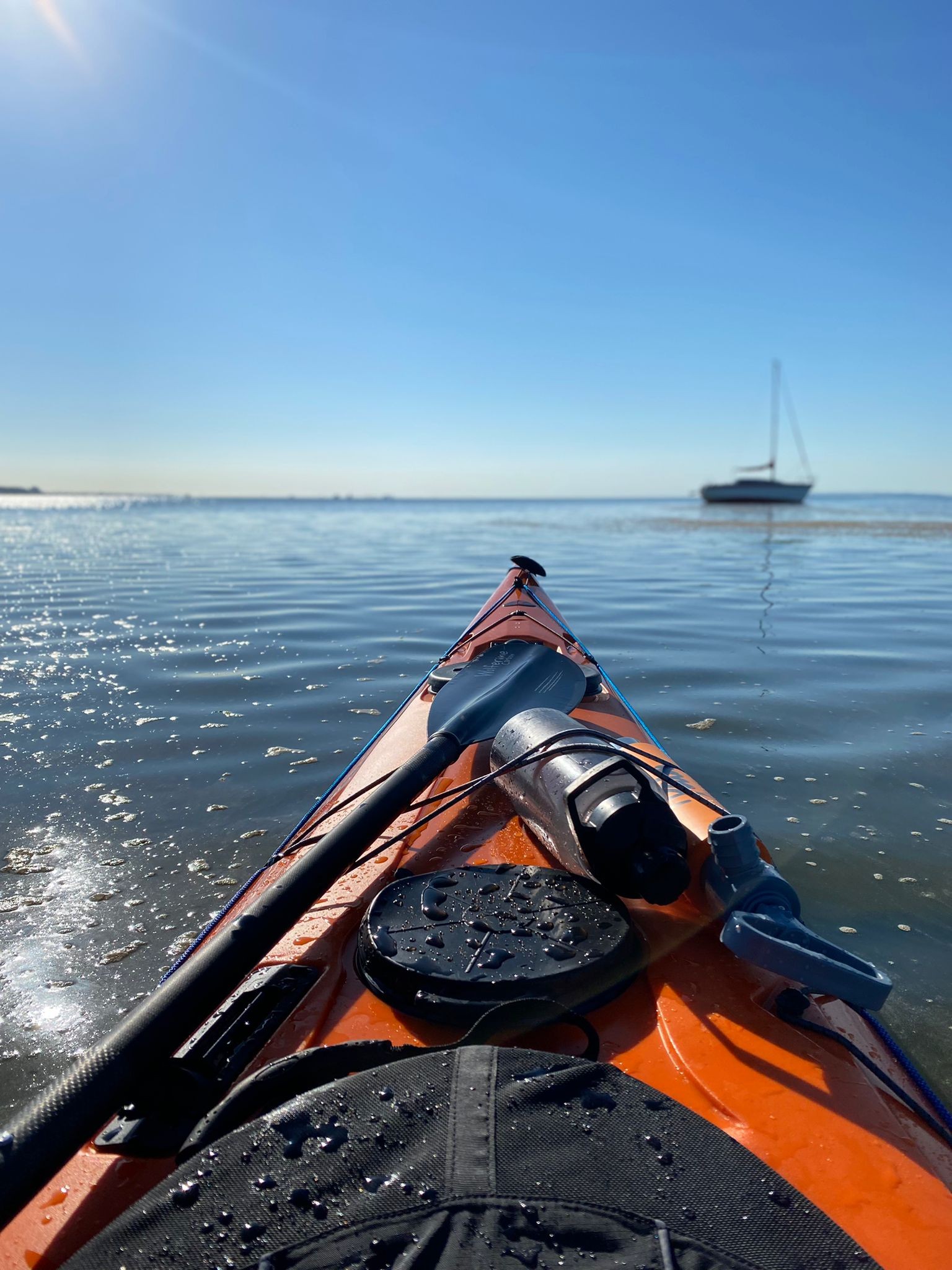 Sunny skies in a sea kayak Suffolk.