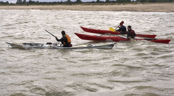 Sea kayakers of Mersea Island in Essex with NOMAD Sea Kayaking.