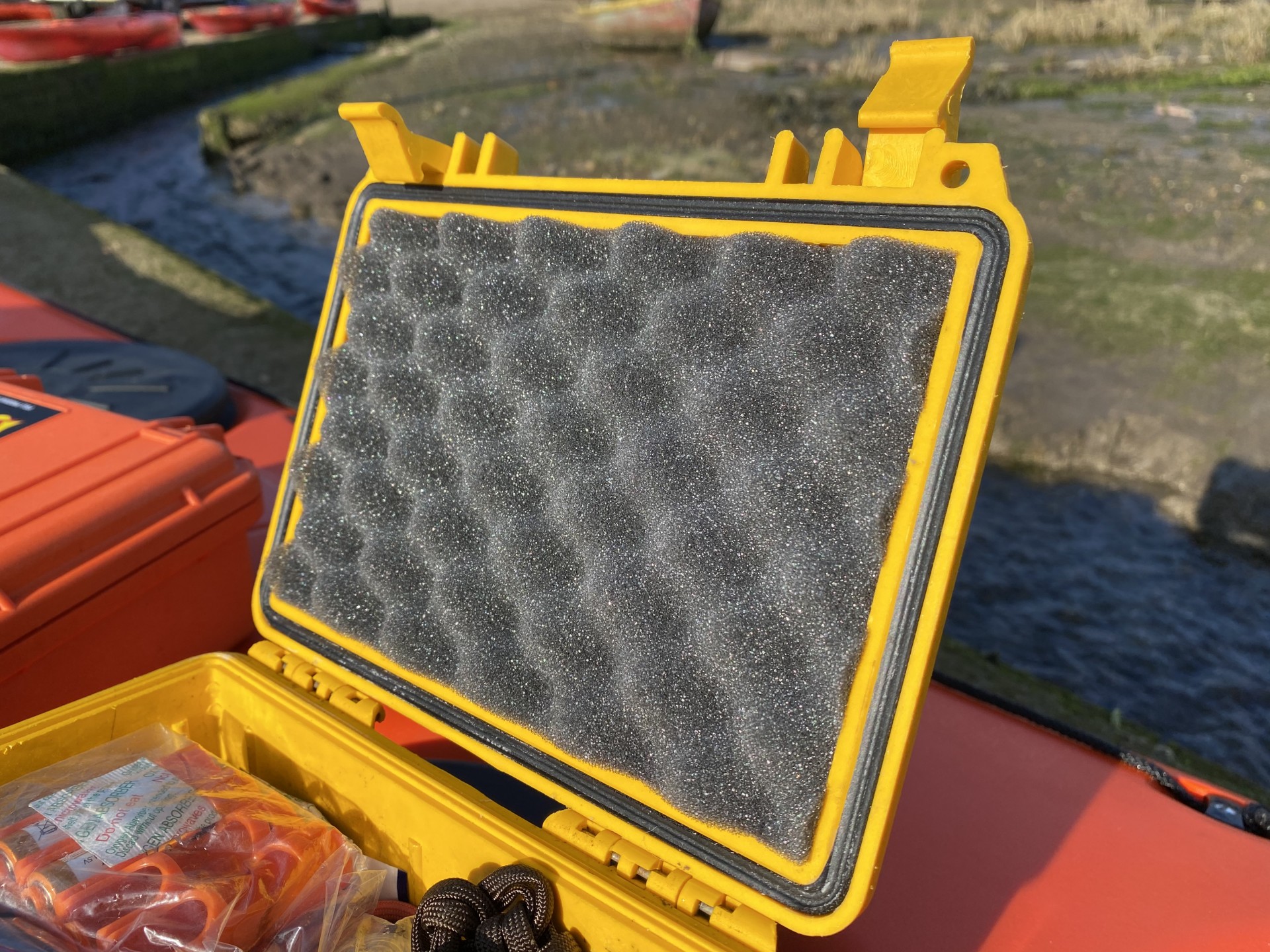 The foam insert on a Peli case.