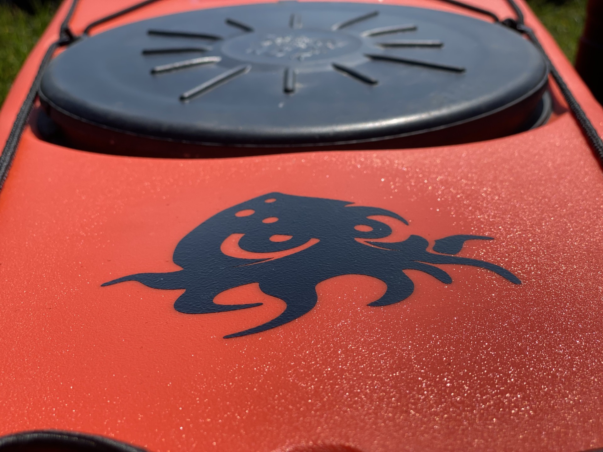 Kraken motif on the deck of a NOMAD Sea Kayaking boat.