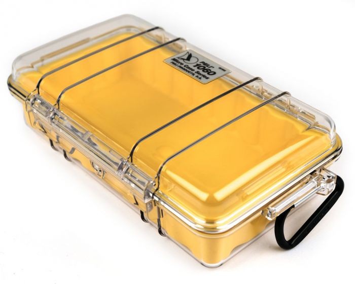 Yellow Peli case with clear waterproof lid