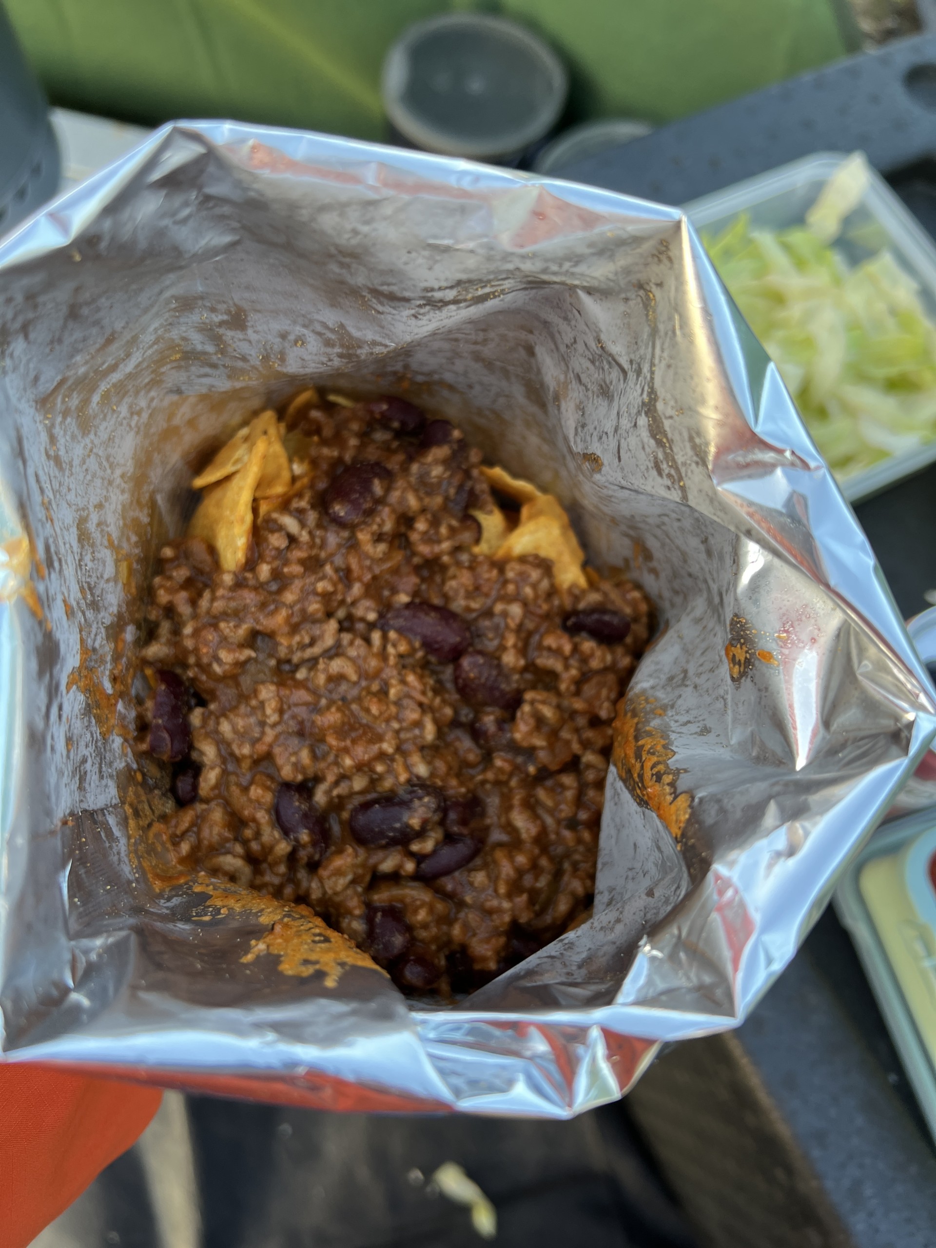 Fresh mince over nachos with extras make up the Walking Tacos.