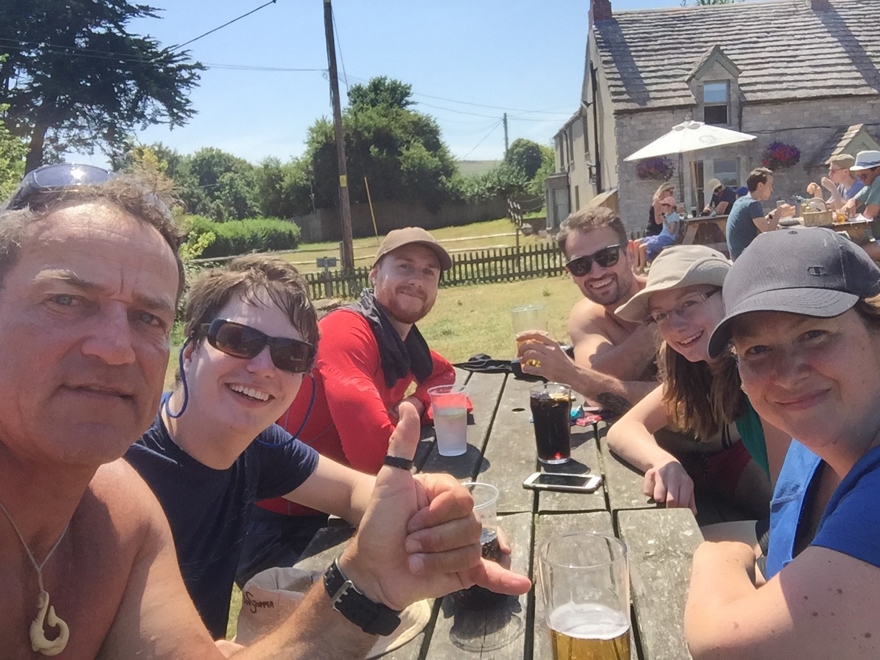 Happy times paddling in Dorset with food at the Bankes Arms Pub.