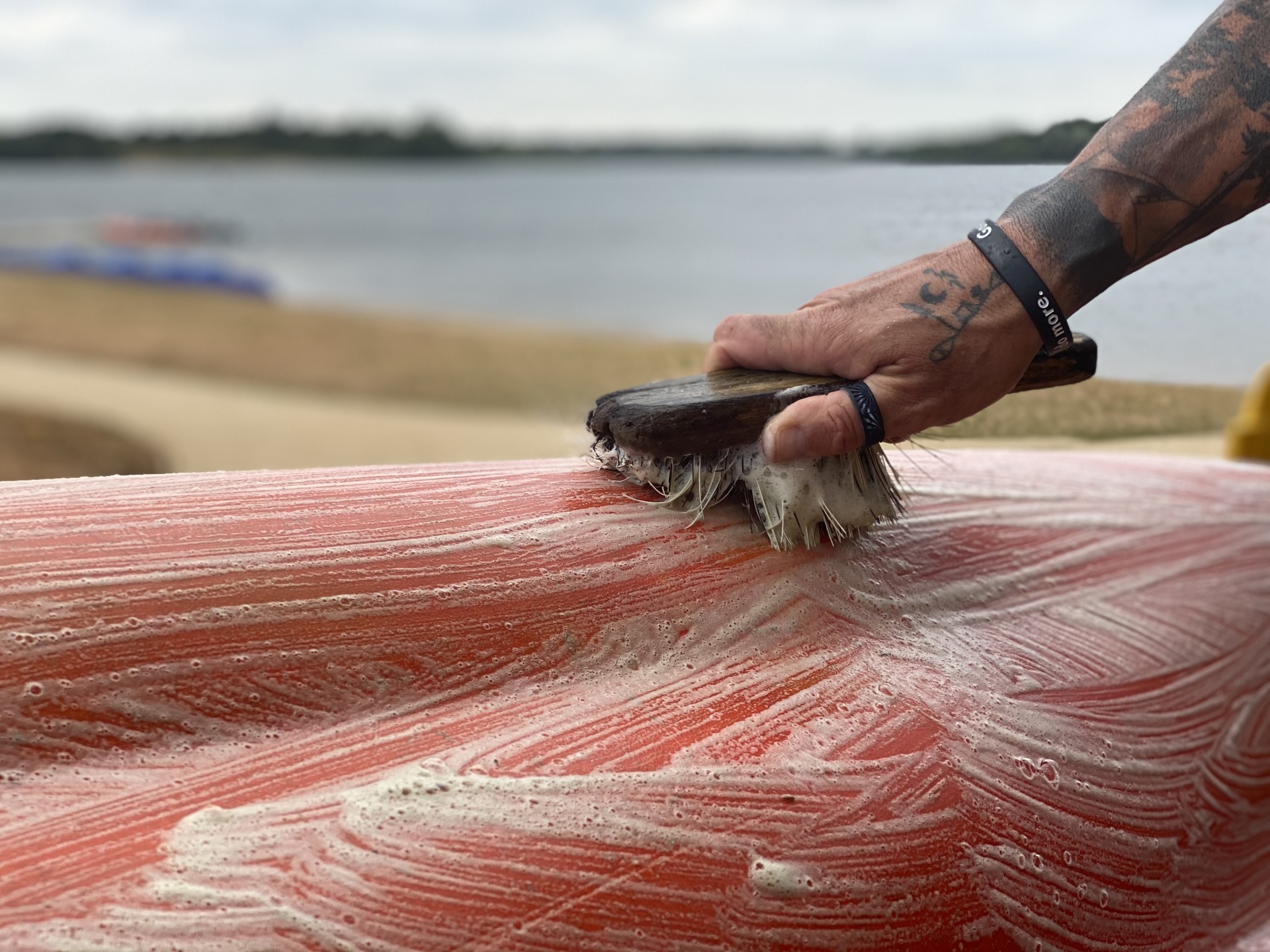 Kayaks are washed down after every event.