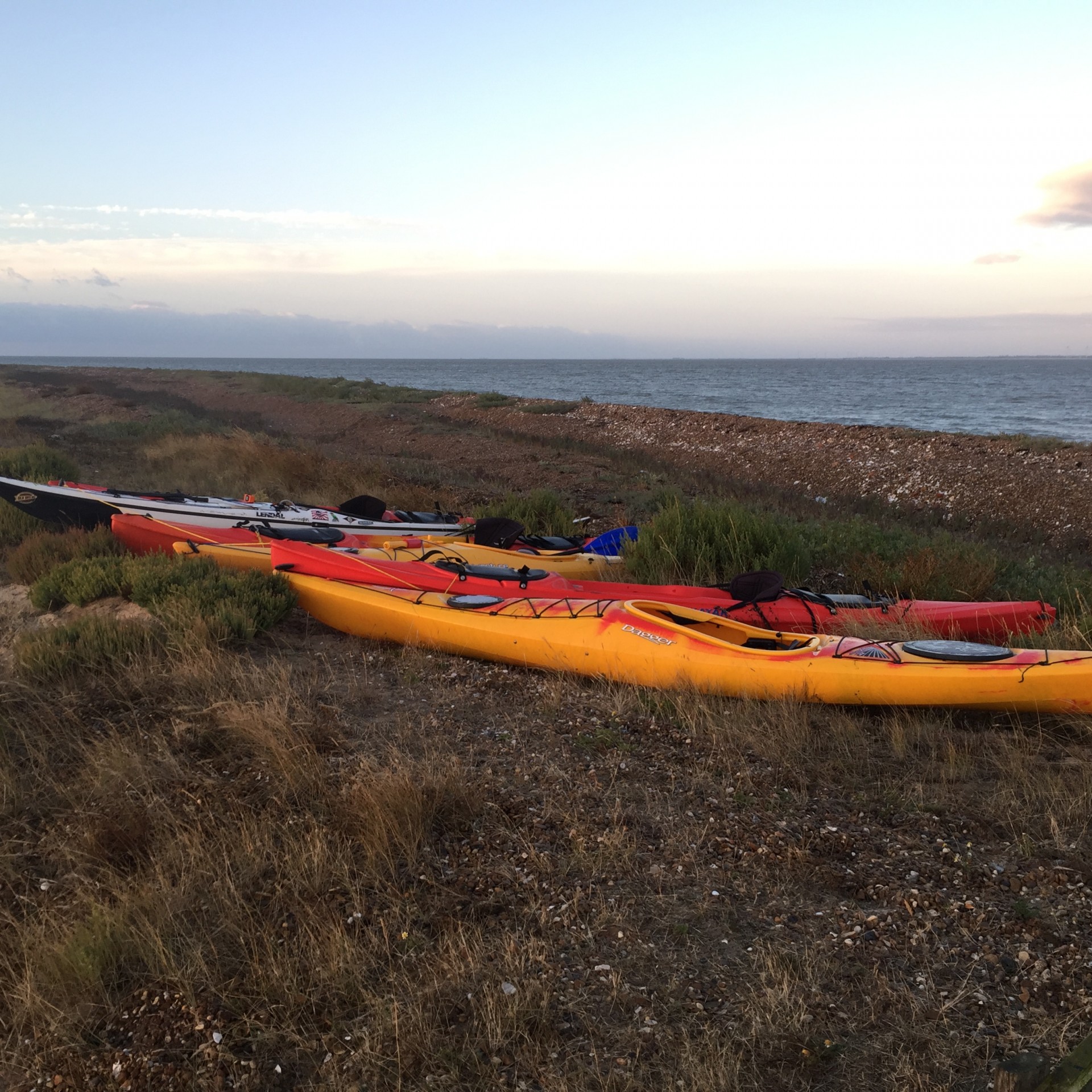 Kayaks at a wild camp.