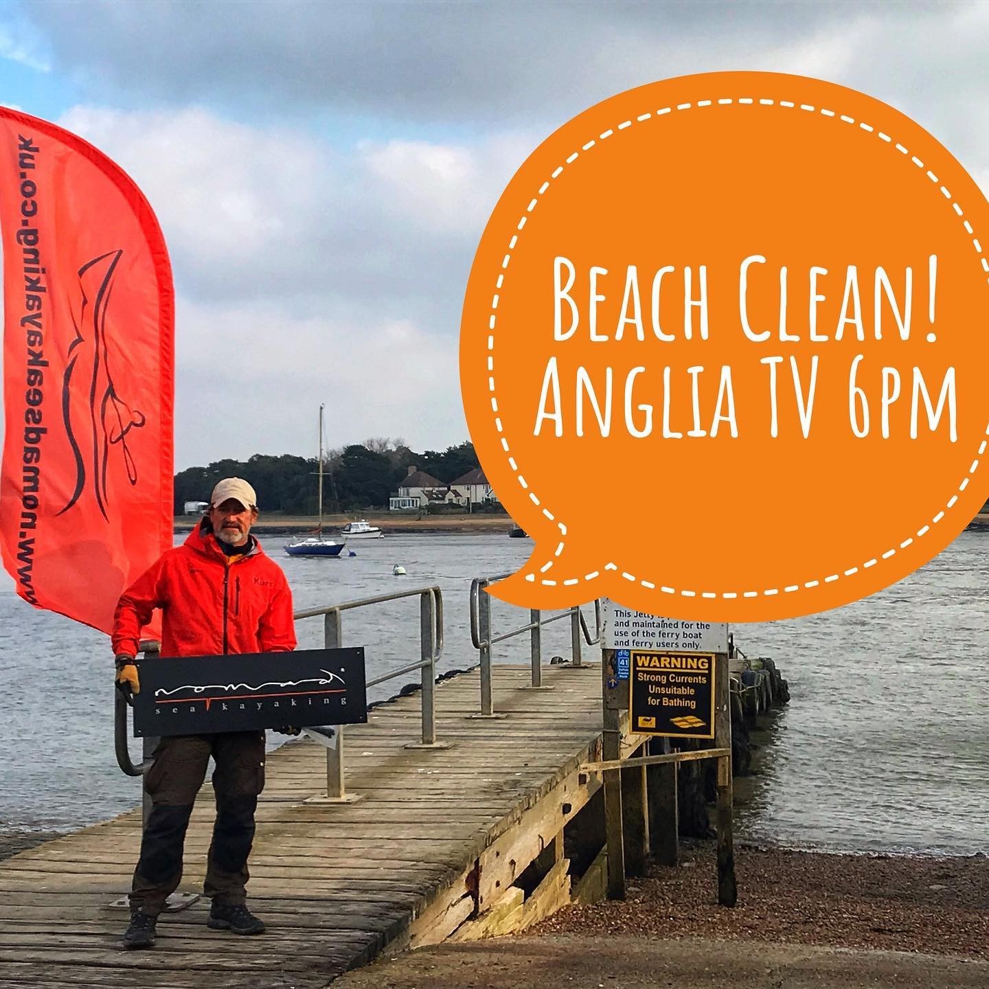 Beach clean in Felixstowe Ferry on Anglia TV