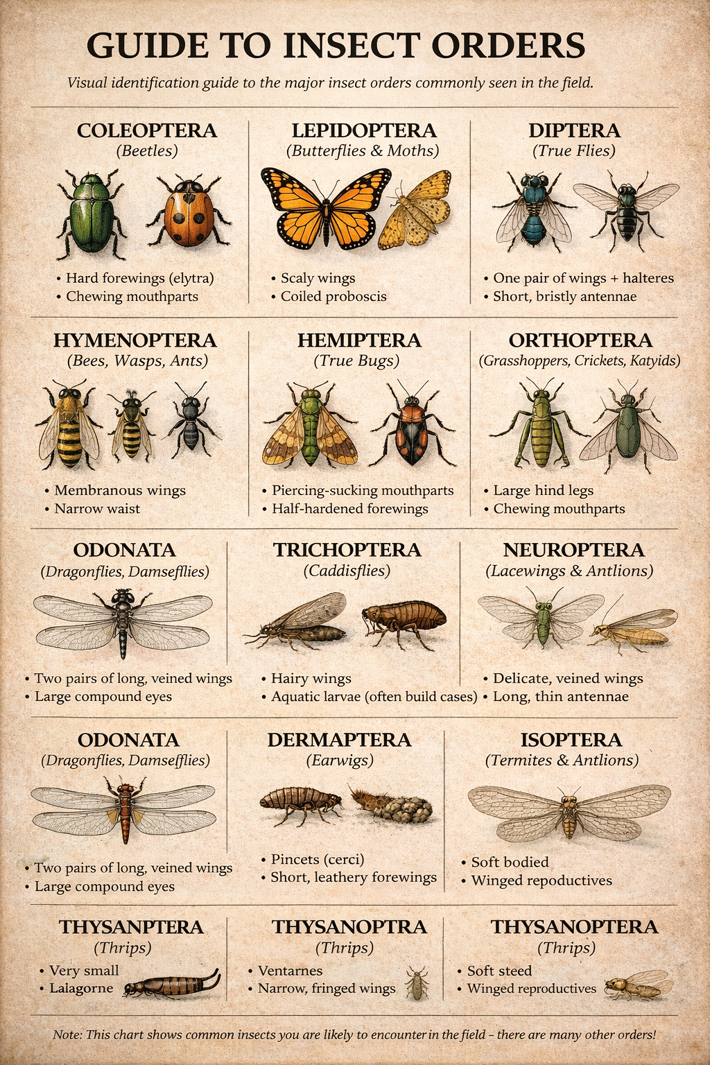 Guide to insect order; free digital resouirces for members of the NOMAD Entomology Club.