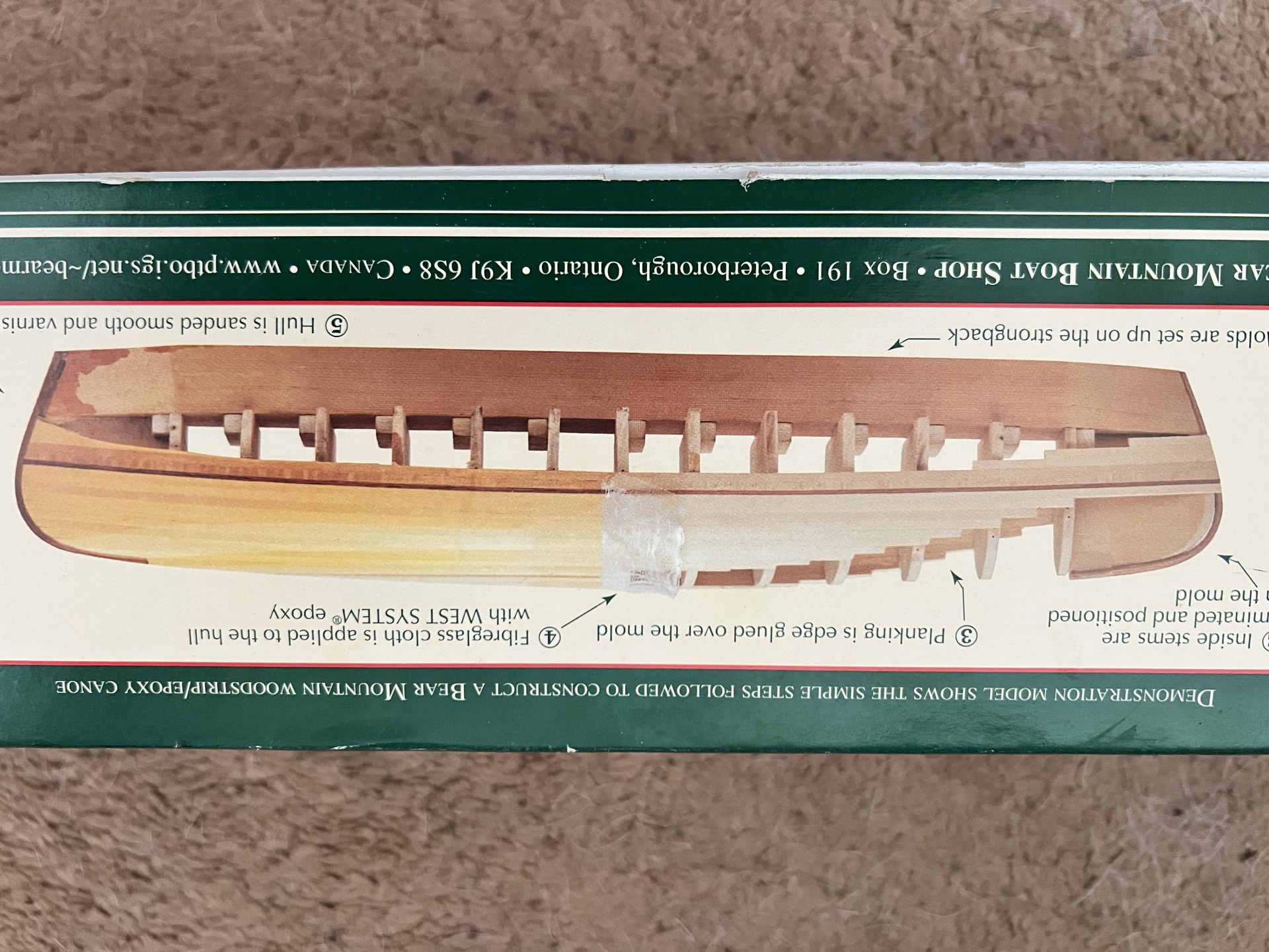 Everything is included in this wooden canoe model kit.