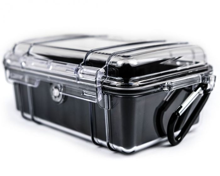 Black Peli case with clear waterproof lid