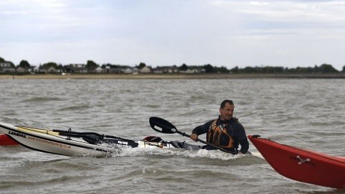 Sea kayakers off Essex coast with NOMAD Sea Kayaking.