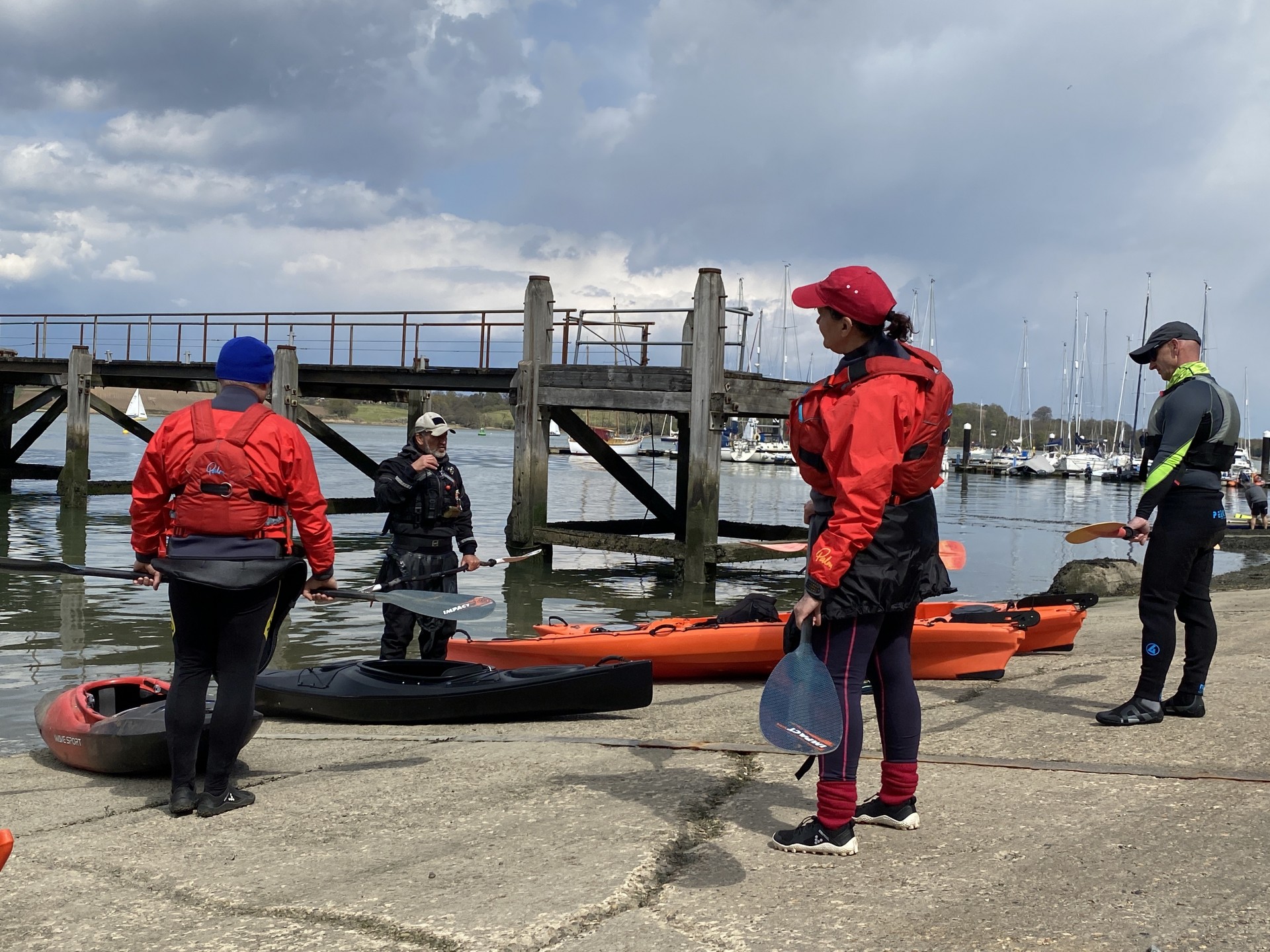 Paddle technique bank coaching before launching kayaks onto the Orwell estuary.