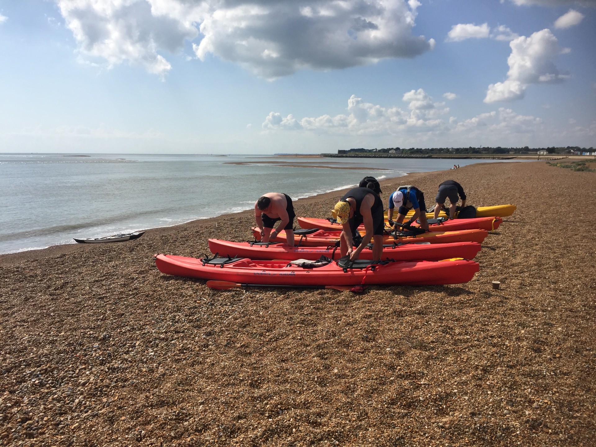 Preparing to launch kayaks with Nomad Sea Kayaking.