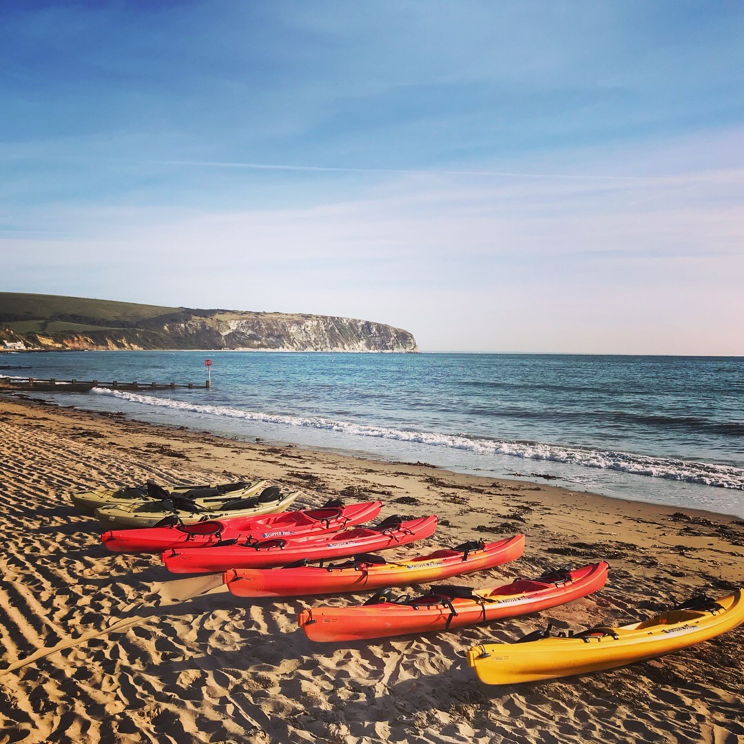 Early morning launch from a Dorset beach.