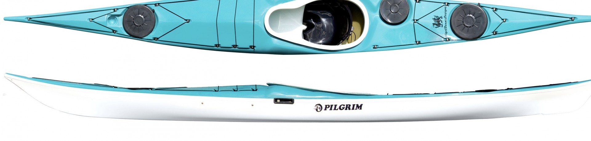 NDK Pilgrim sea kayak top and side view