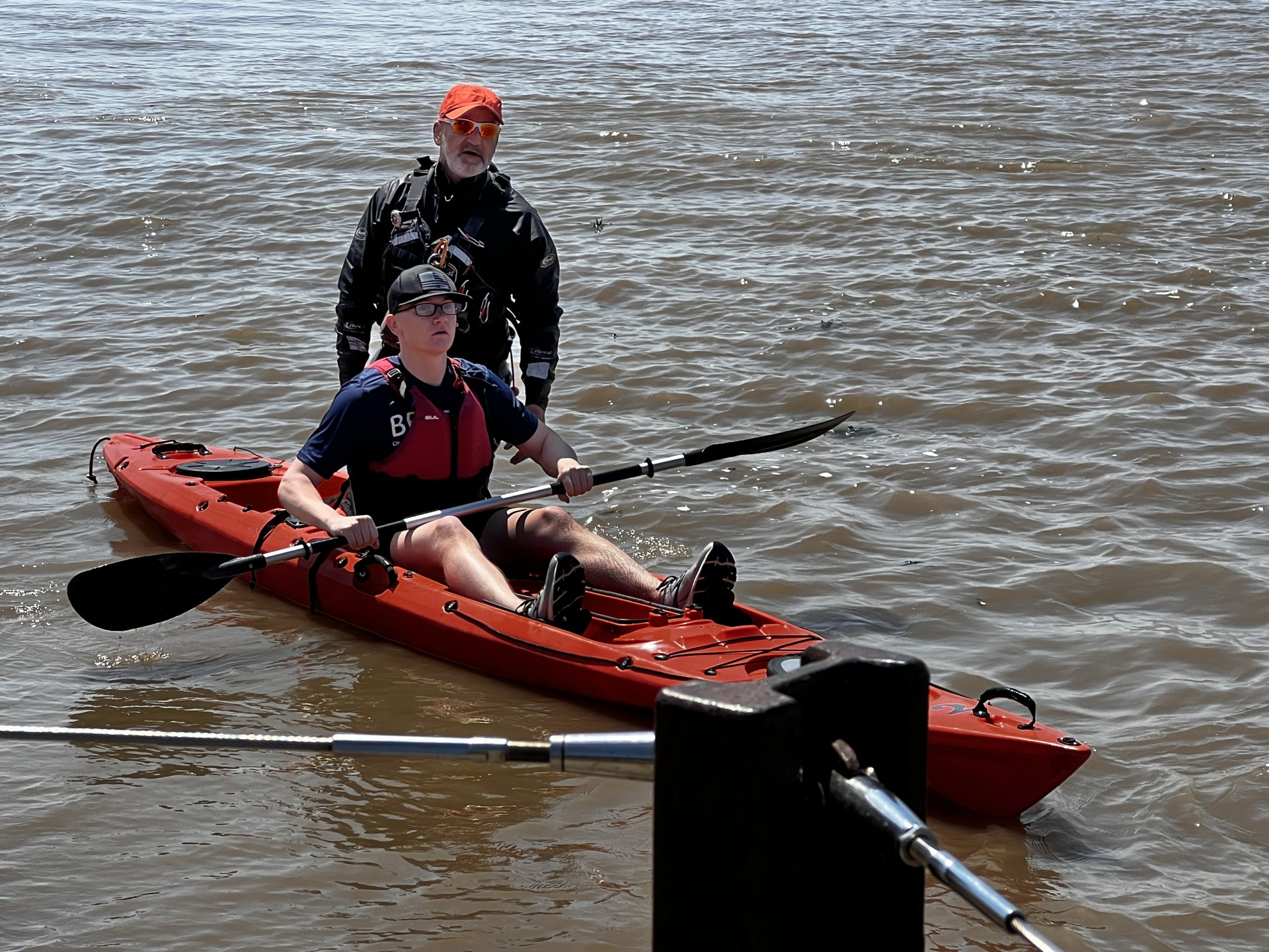 Launching kayaks with NOMAD Sea Kayaking.