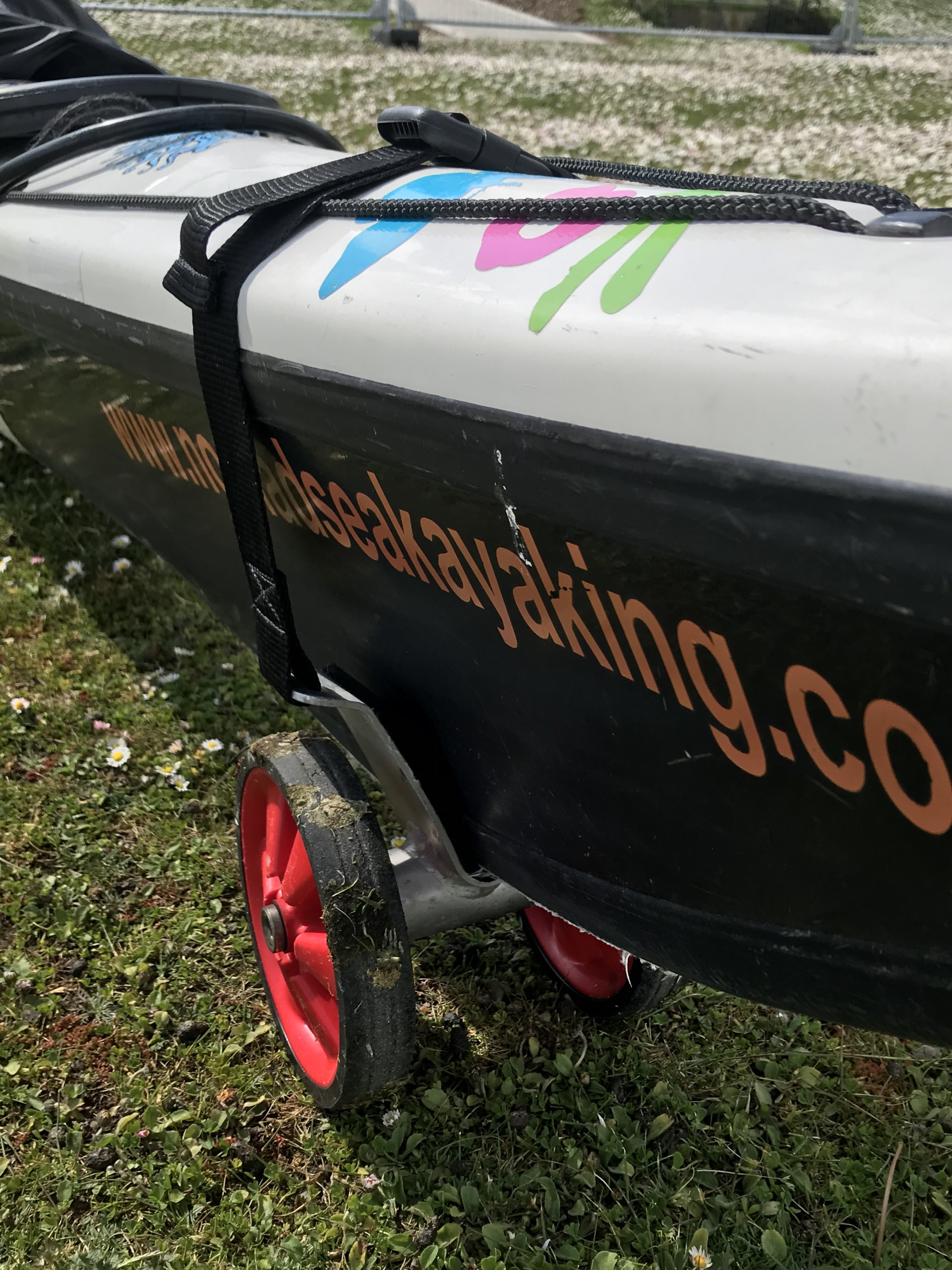 Trolley Wheels on a sea kayak.