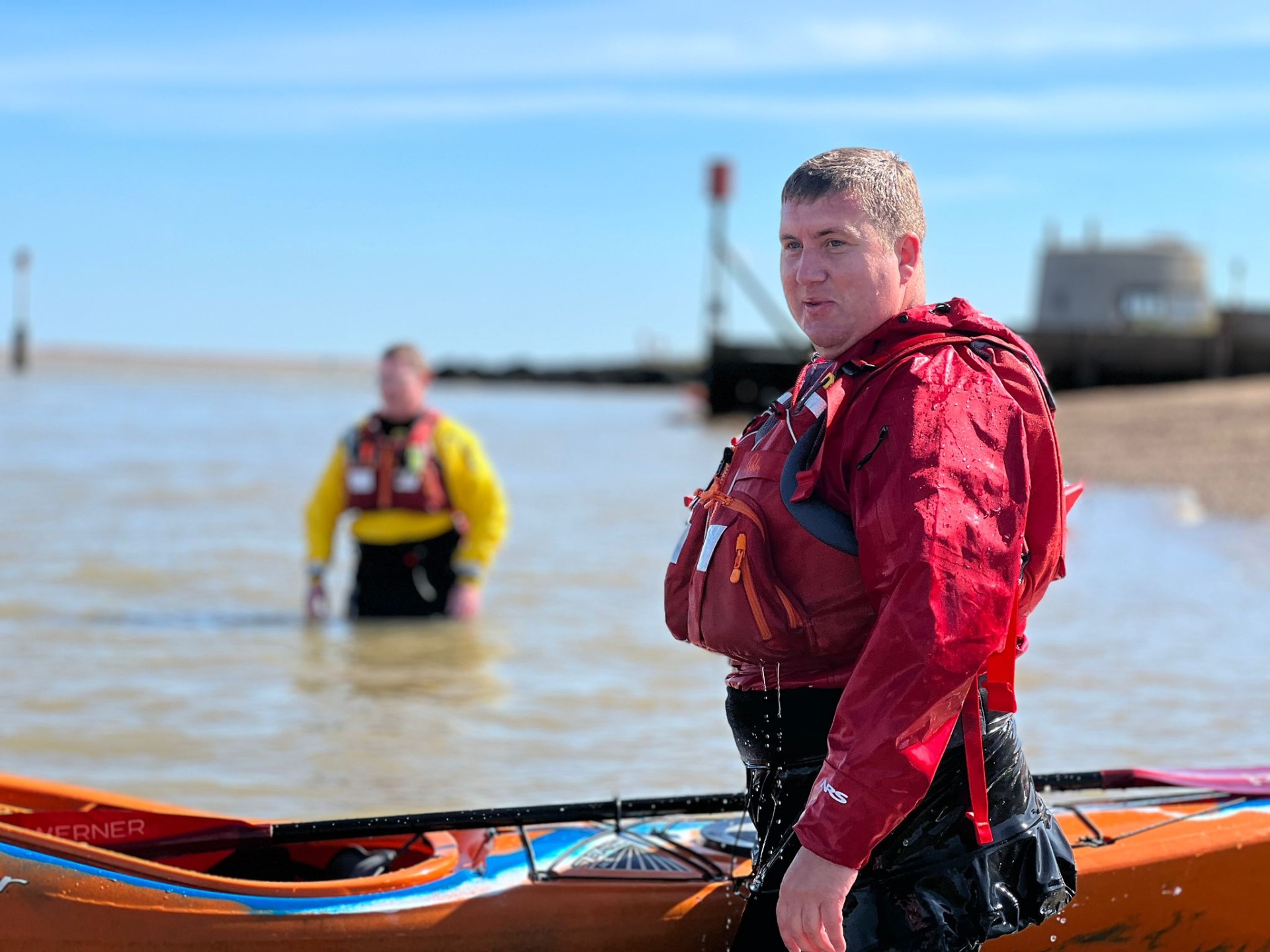 Sea kayaker practising self rescues with NOMAD Sea Kayaking.