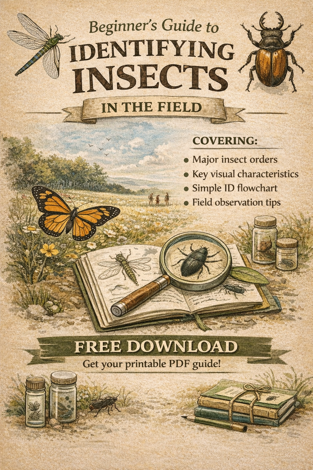 Identifying insects in the field, free download with NOMAD Field Entomology & Naturalist Programme (FENP).