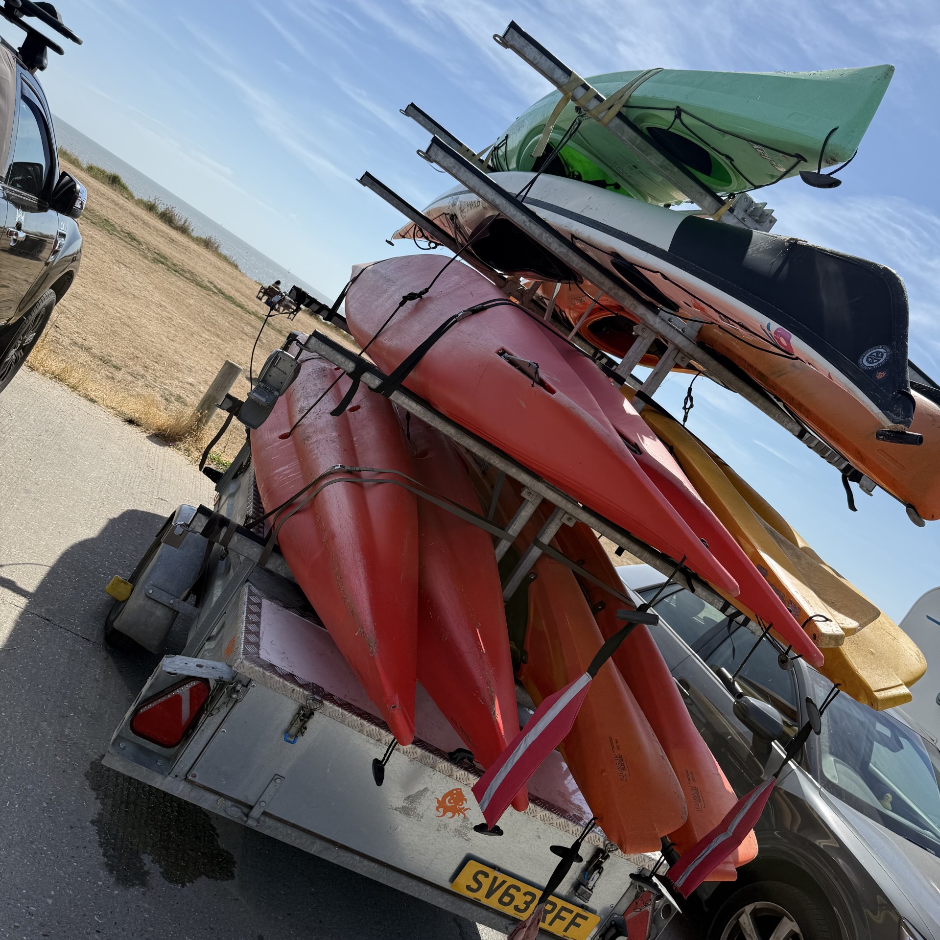 Motiv Kayak & Canoe Trailer x12 with lockable storage bins and LED lights all round.