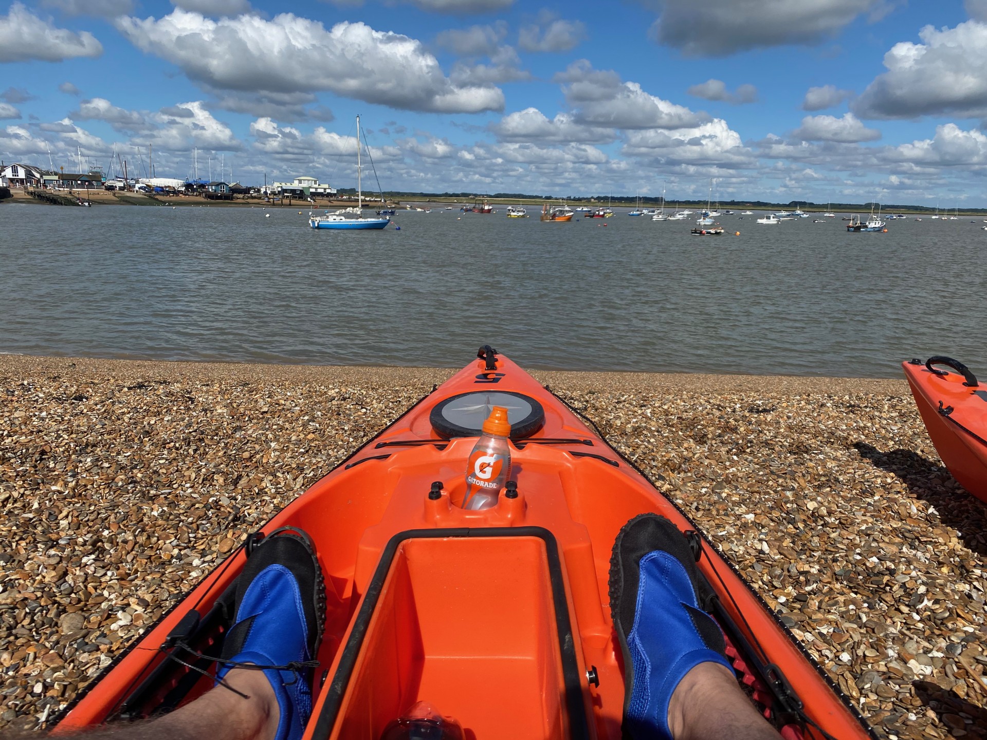 Kayaker in a sit-on-top kayak.